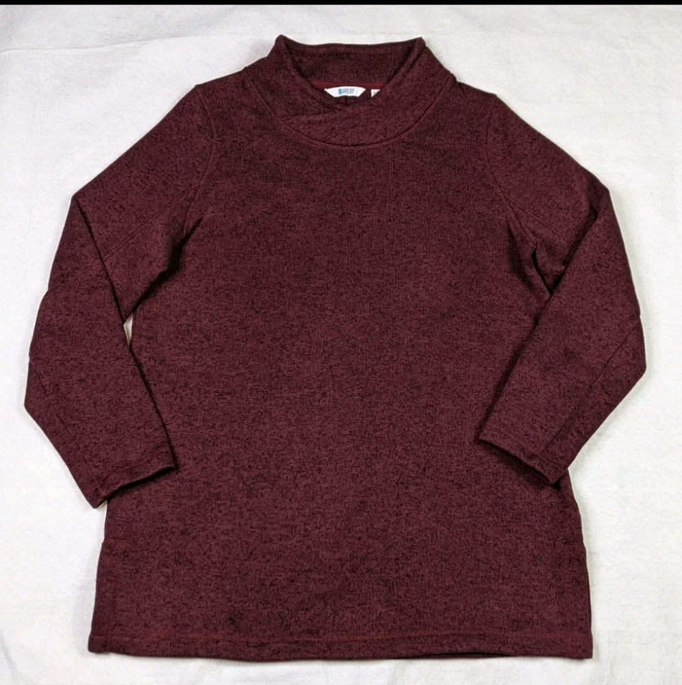 Lands End Sport Pullover Sweater Womens Size Large 14 - 16 Mock Neck Burgundy